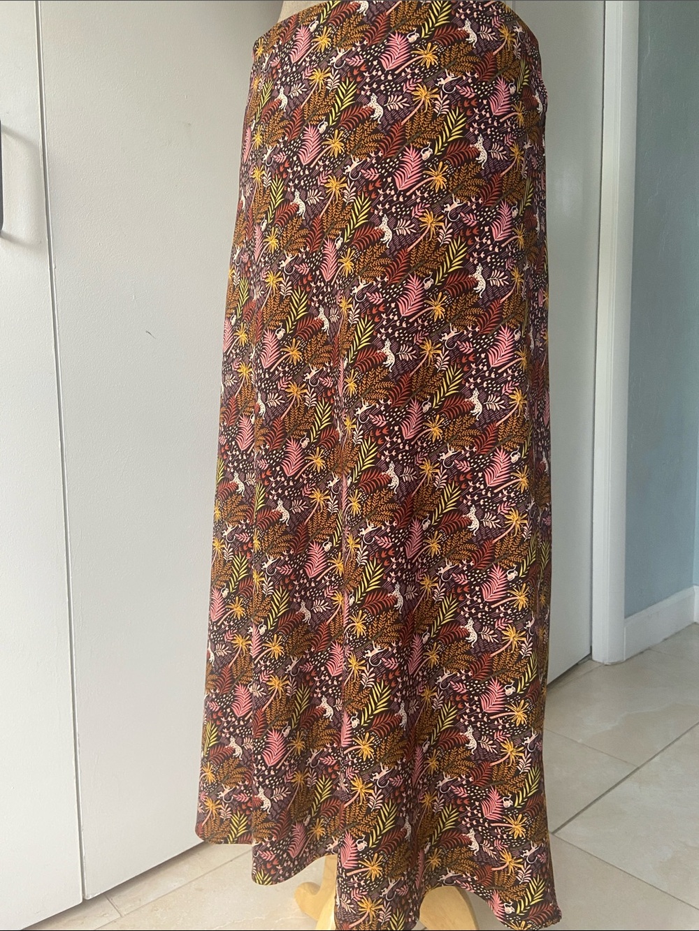 LOFT Floral Botanical Print Bedding in Brown, Pink and Yellow Midi Skirt